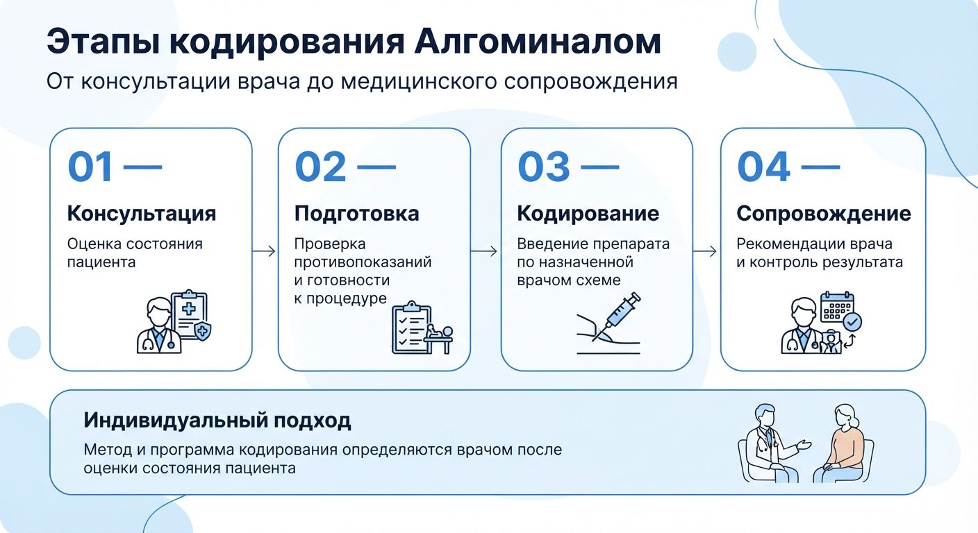 Кодирование препаратом «Алгоминал» в Озерах инфографика